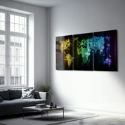 ・"World Map Dot Design - Trio"・Glass Wall Art - ArtDesigna Glass Printing Wall Art