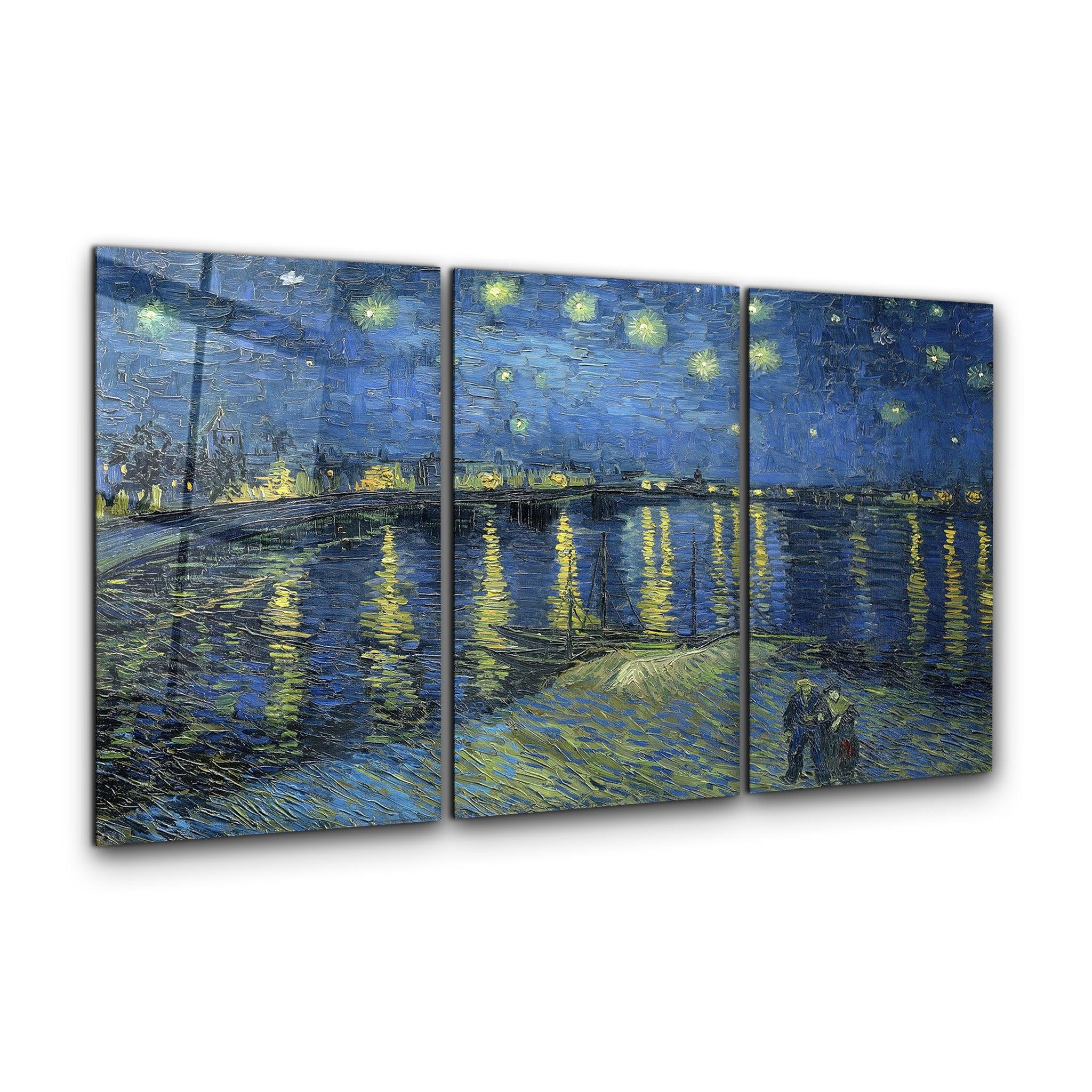 ・"Van Gogh Starry Night over Rhône - Trio"・Glass Wall Art - ArtDesigna Glass Printing Wall Art