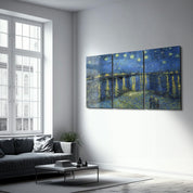 ・"Van Gogh Starry Night over Rhône - Trio"・Glass Wall Art - ArtDesigna Glass Printing Wall Art