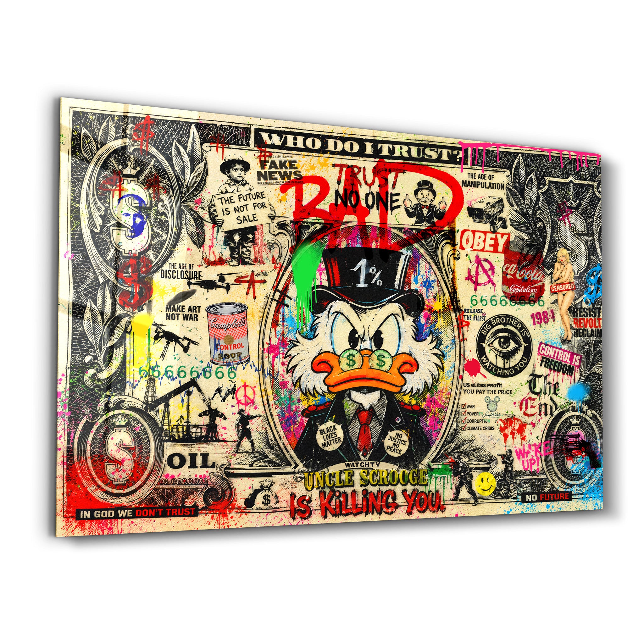 Trust no one by Mr. Pablo Costa | Glass Wall Art