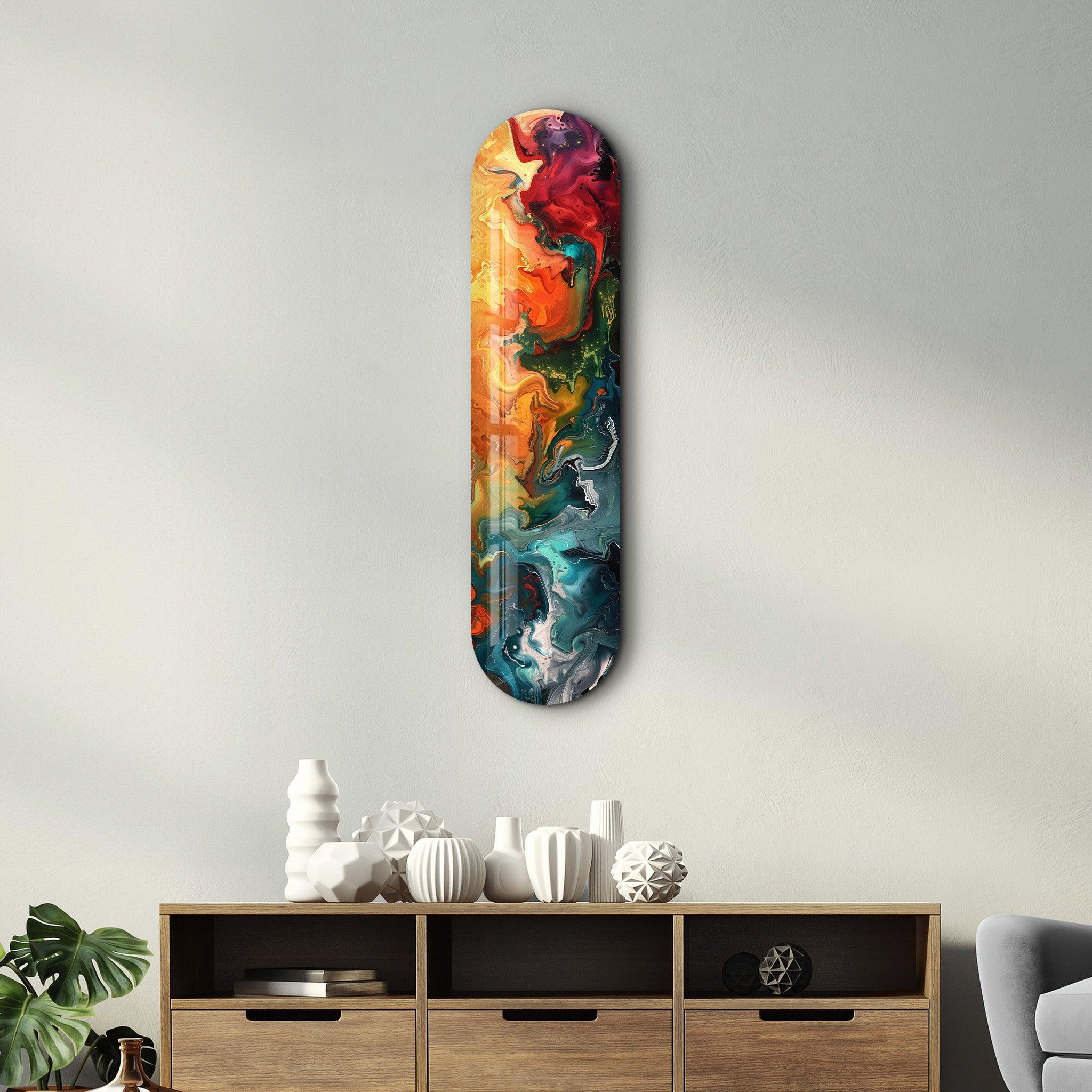 Abstract Paint Waves V1 | Glass Wall Art - Artdesigna