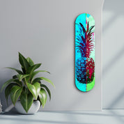 Ananas Lime Blue | Glass Wall Art - Artdesigna