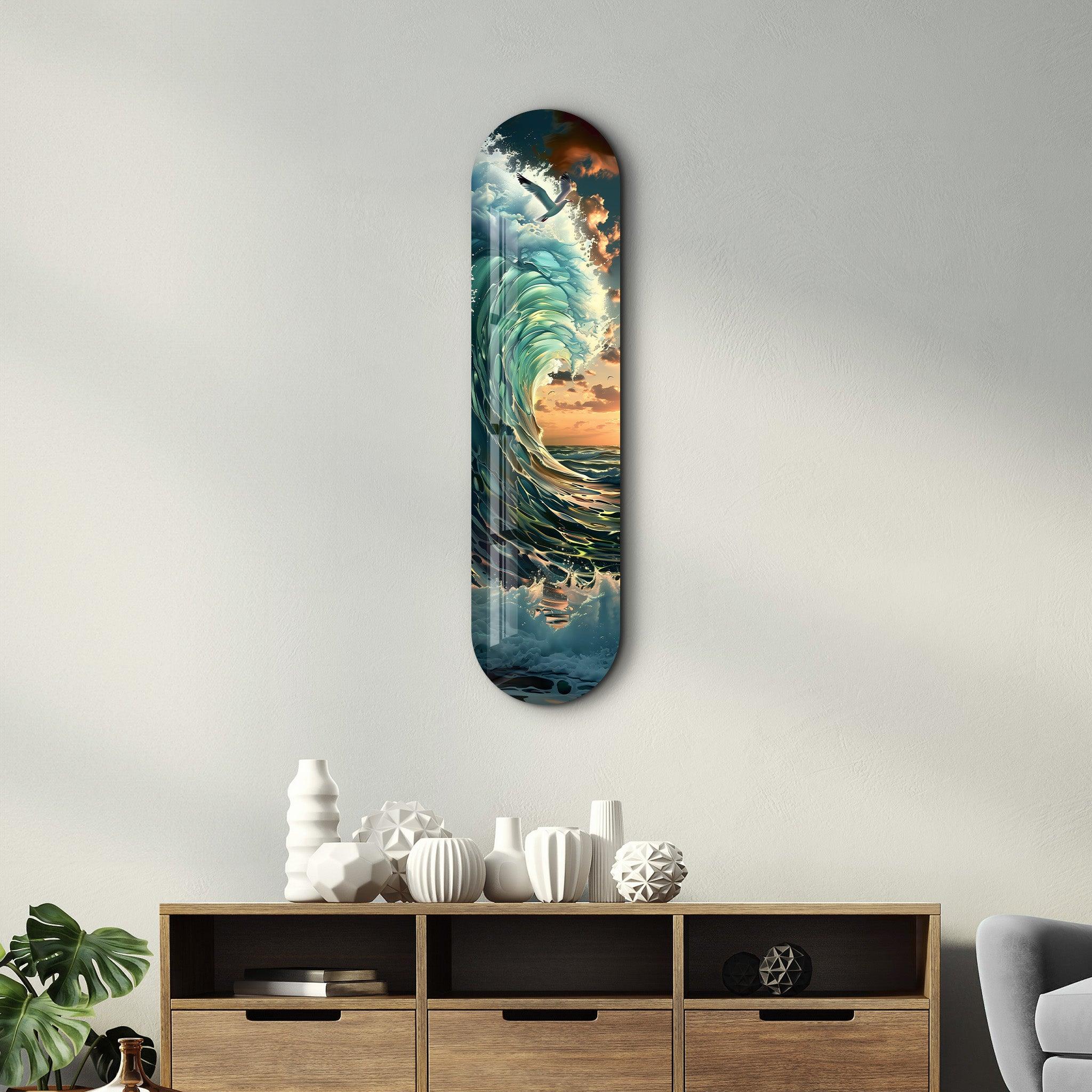 Sea Gull and Ocean V3 | Glass Wall Art - Artdesigna