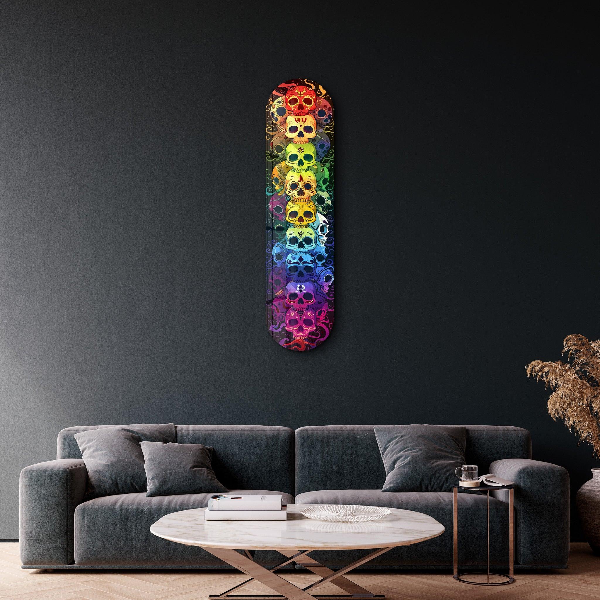 Colorful Skulls | Glass Wall Art - Artdesigna