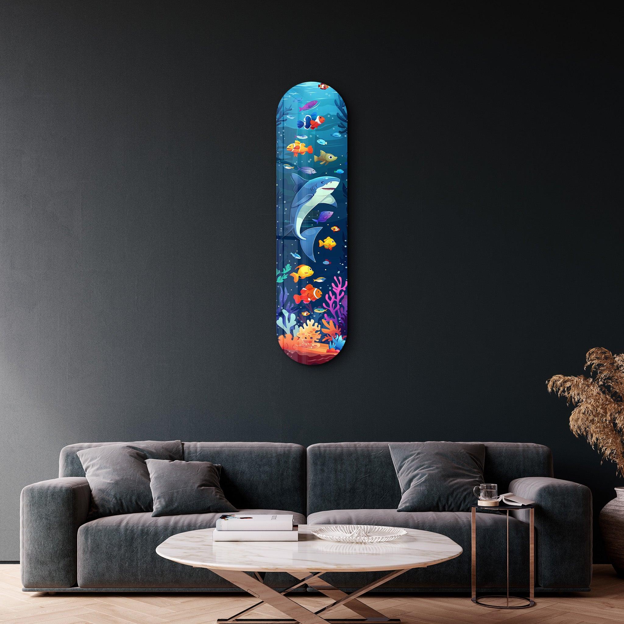 Sweet Shark 2| Glass Wall Art - Artdesigna