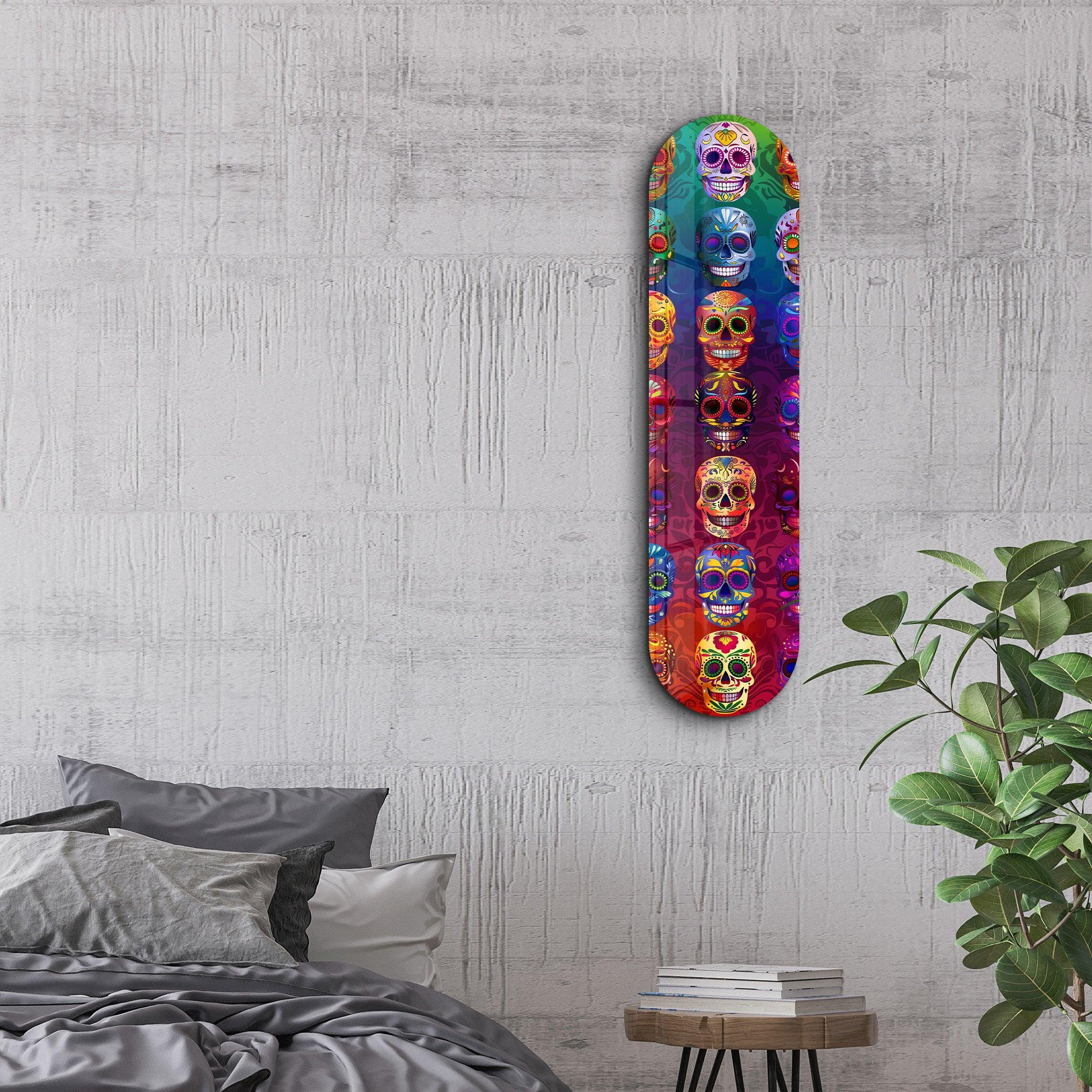 Sugar Skulls | Glass Wall Art - Artdesigna