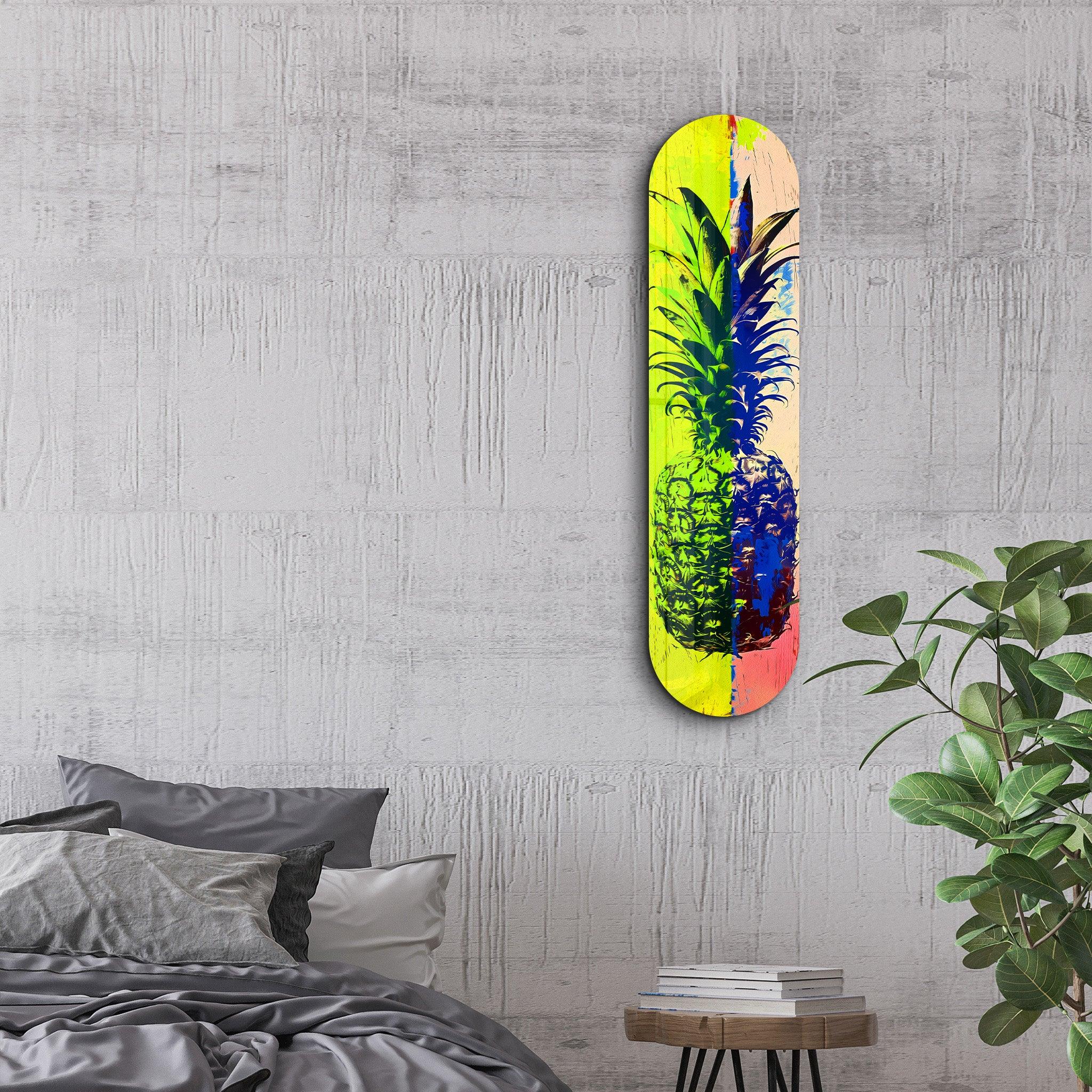 Ananas Lemon Beige | Glass Wall Art - Artdesigna