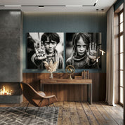 Glass wall art from Artdesigna's Voices of Peace Protest Portrait Collection featuring vibrant, detailed protest-themed imagery.