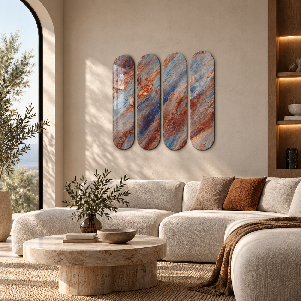 Azure Rust Quad | Glass Wall Art