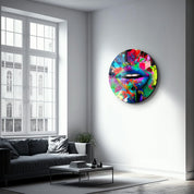 ・"Abstract Lips"・Rounded Glass Wall Art - ArtDesigna Glass Printing Wall Art