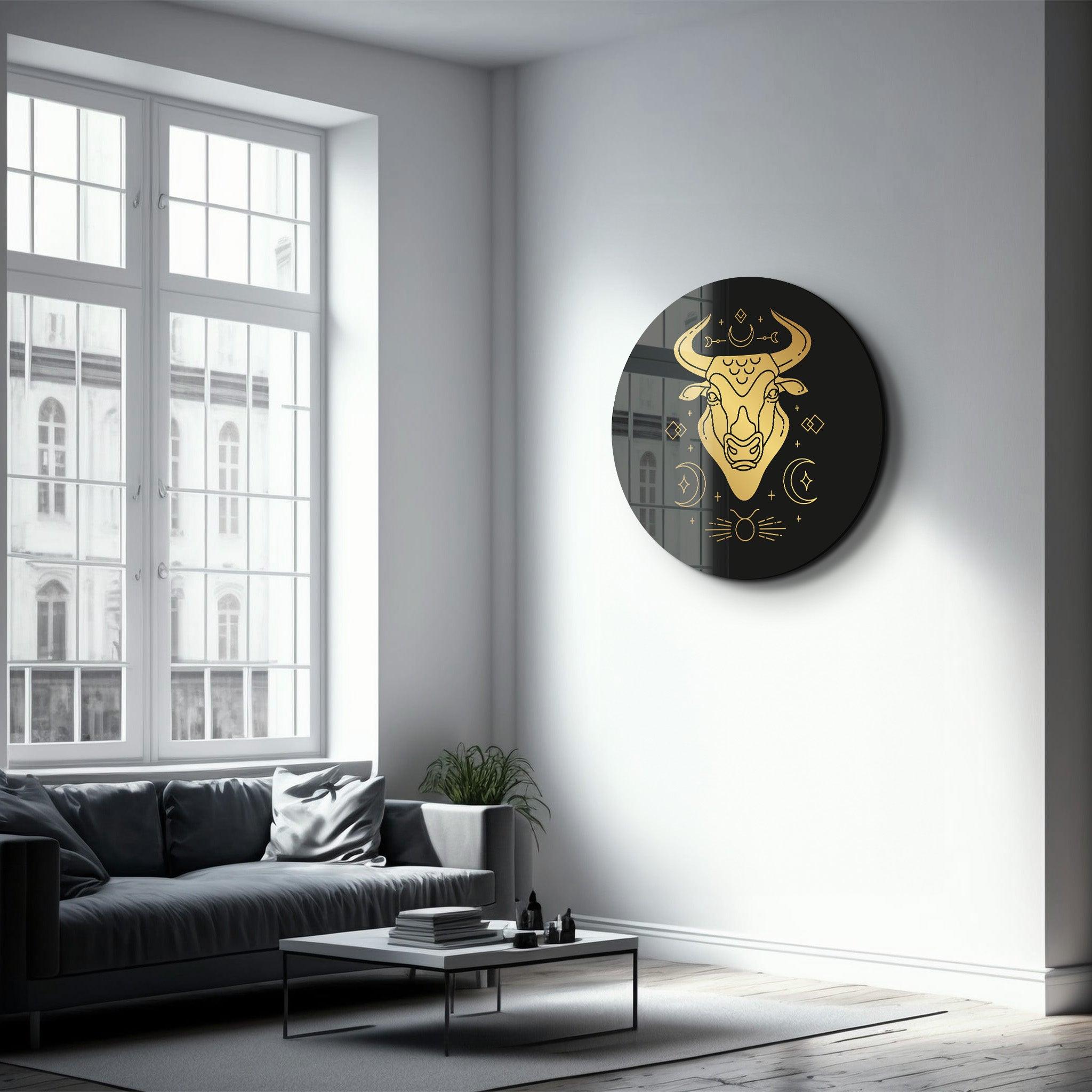 ・"Zodiac Signs - Taurus"・Rounded Glass Wall Art - ArtDesigna Glass Printing Wall Art