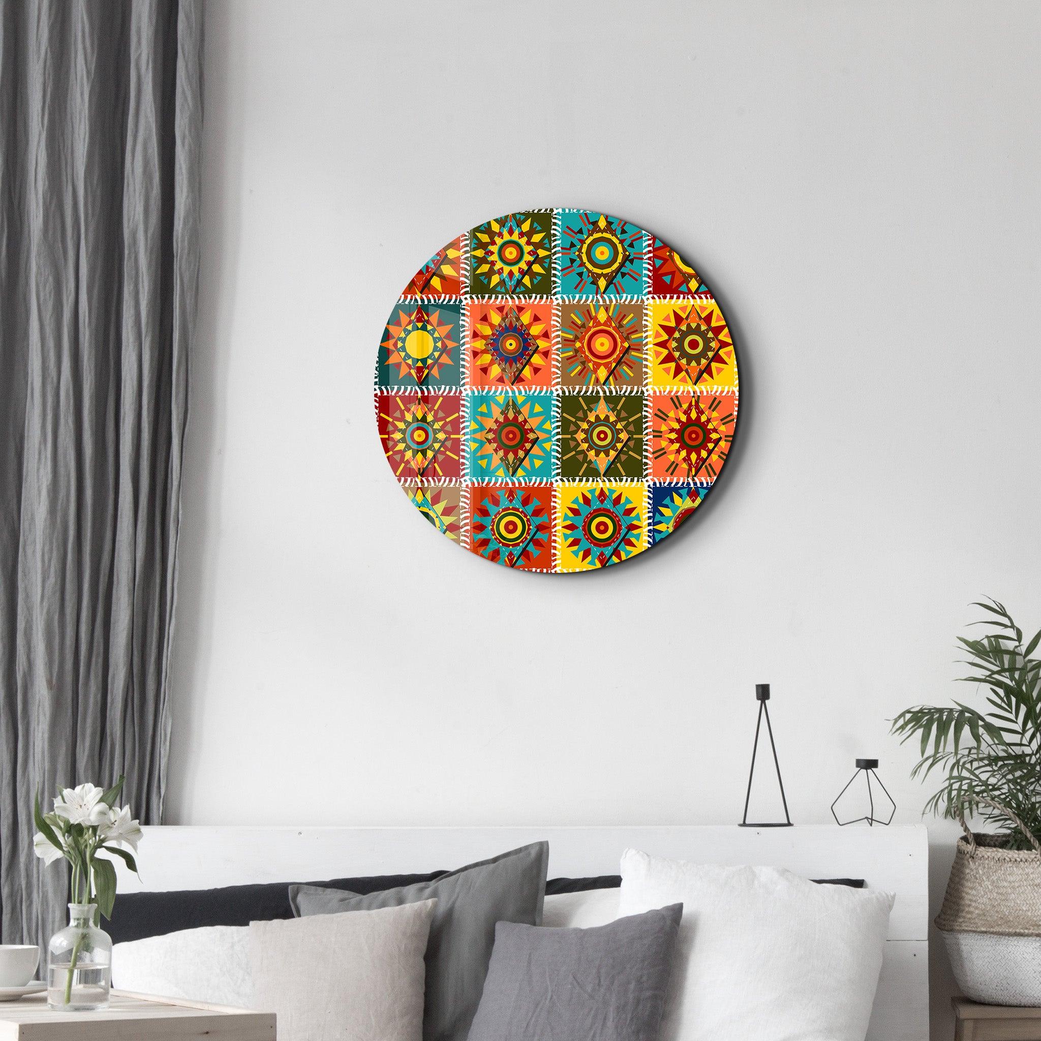 ・"Patchwork 2"・Rounded Glass Wall Art - ArtDesigna Glass Printing Wall Art