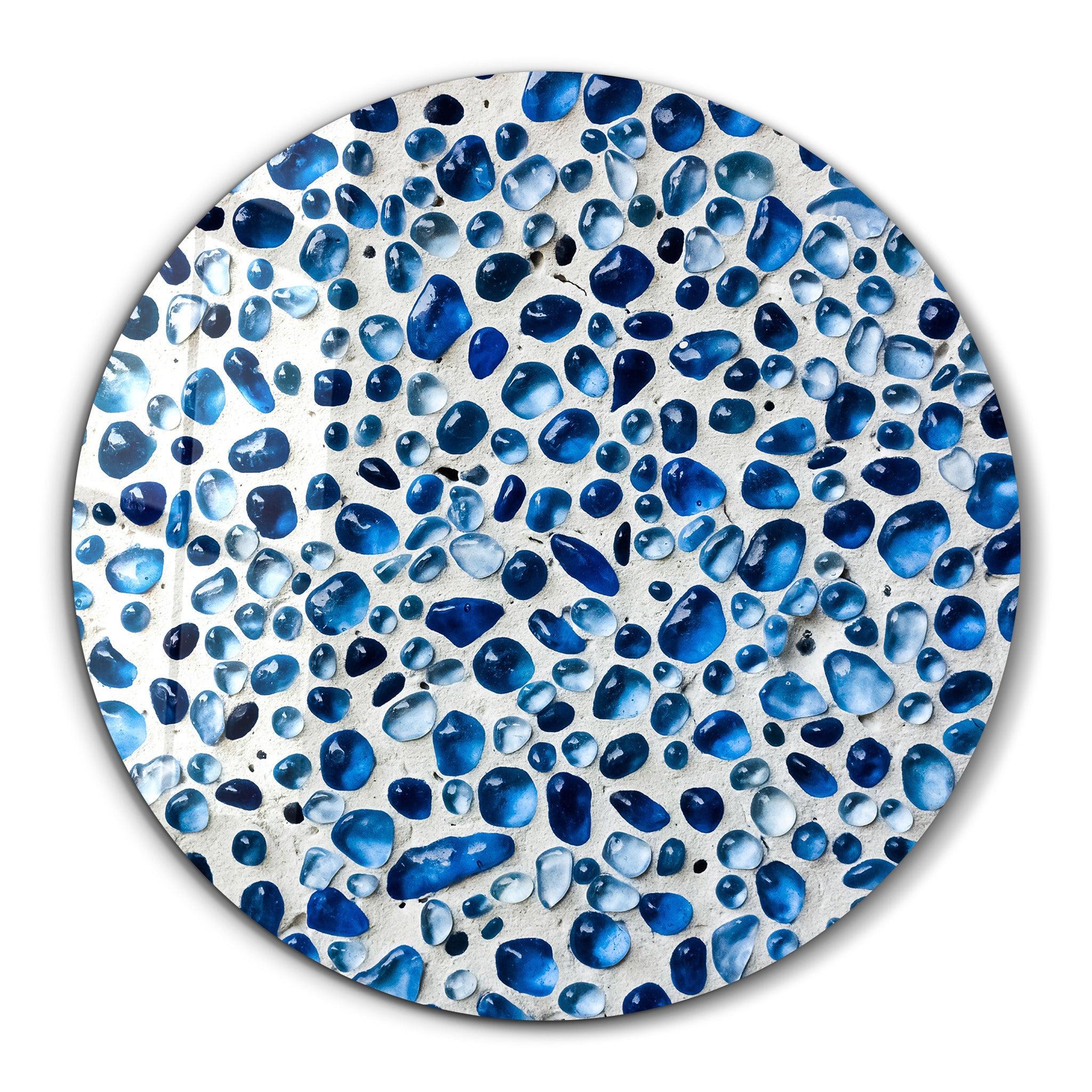 Blue Terrazzo | Rounded Glass Wall Art - Artdesigna