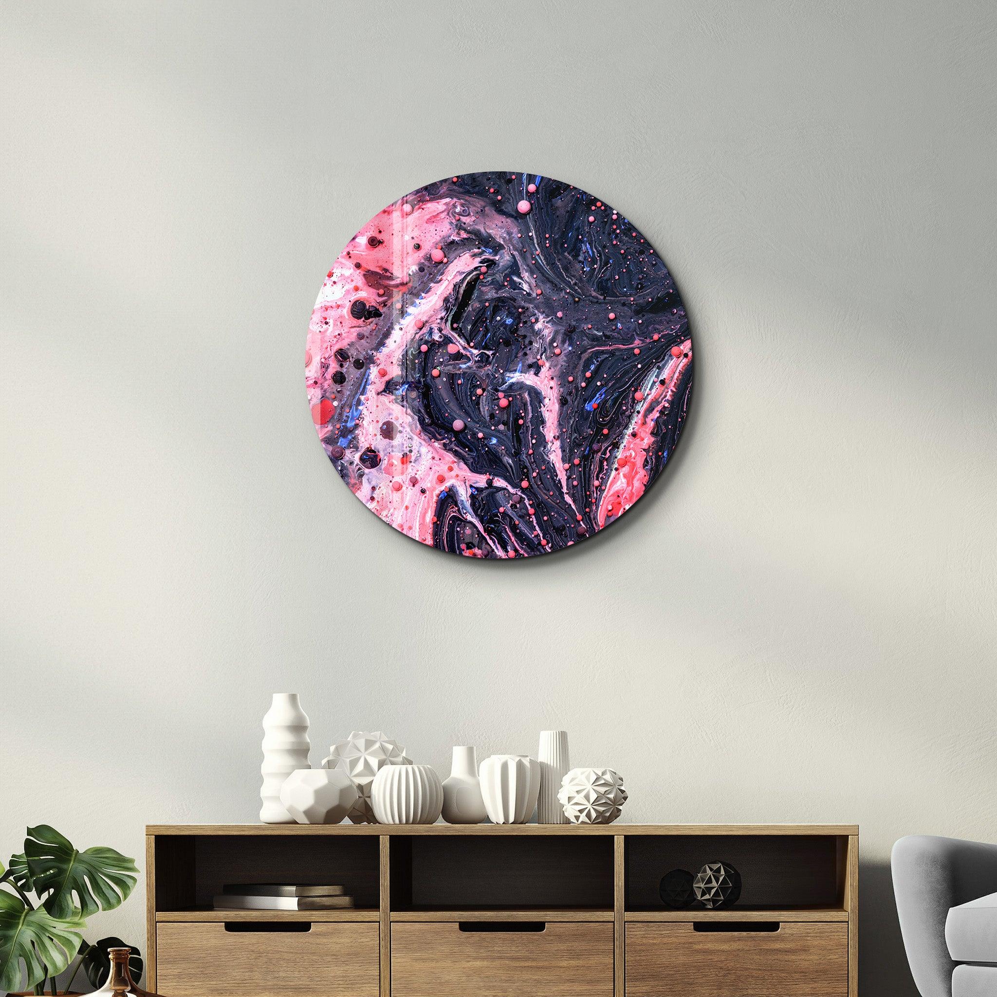 ・"Pink Marble Galaxy"・Rounded Glass Wall Art - ArtDesigna Glass Printing Wall Art