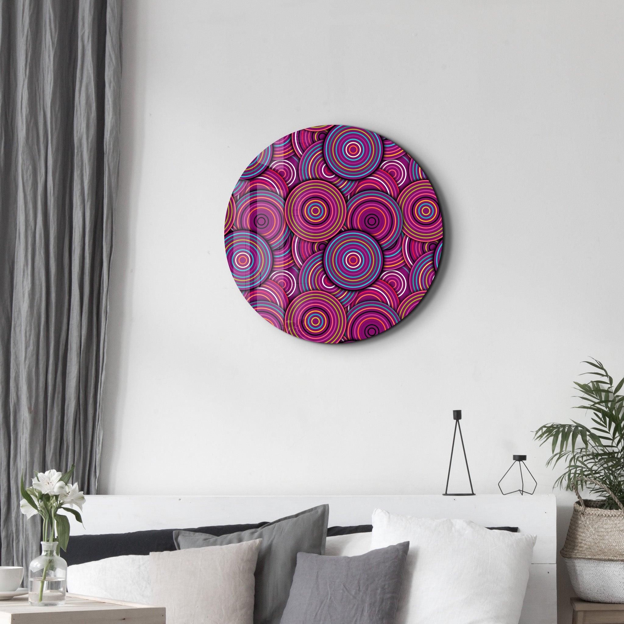 ・"Purple Dream"・Rounded Glass Wall Art - ArtDesigna Glass Printing Wall Art