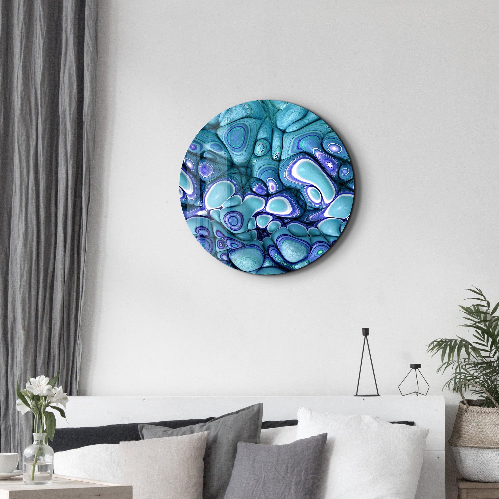 ・"Turquoise Abstract"・Rounded Glass Wall Art - ArtDesigna Glass Printing Wall Art