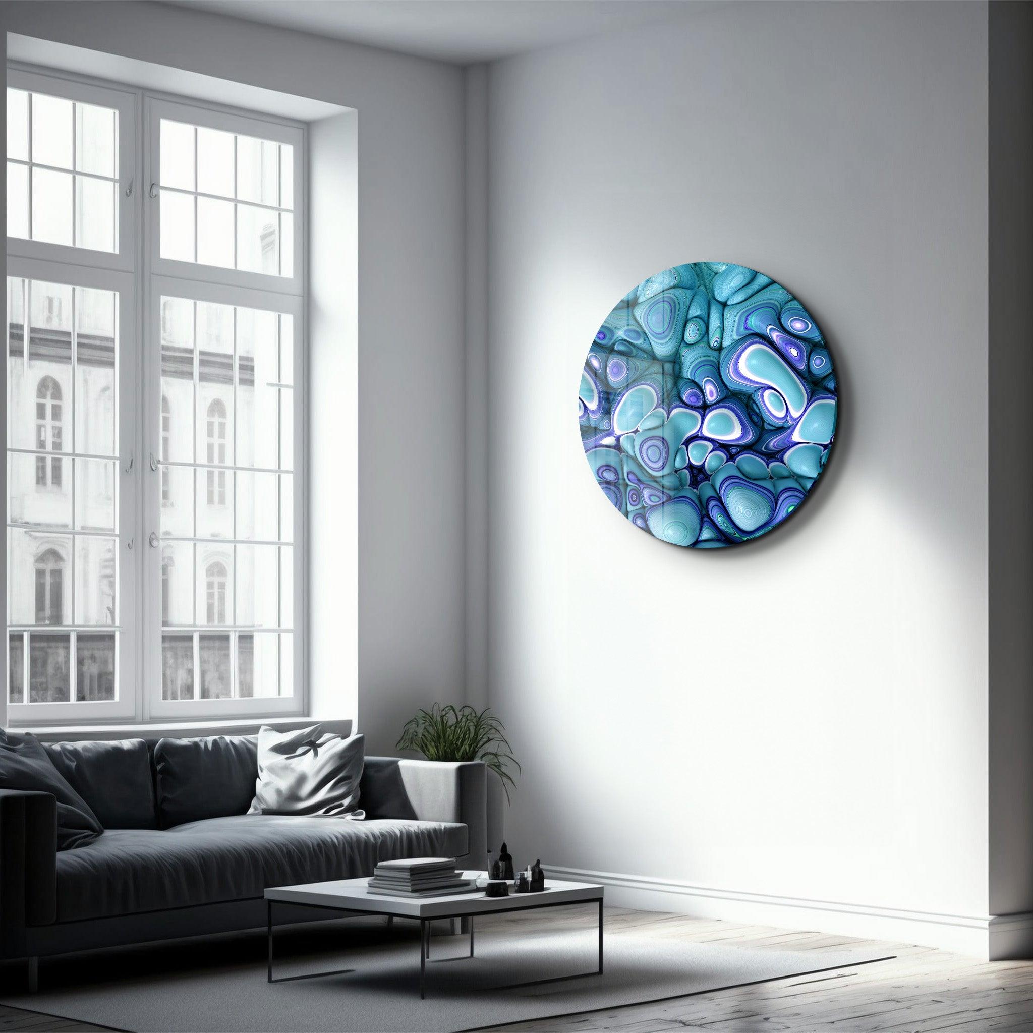 ・"Turquoise Abstract"・Rounded Glass Wall Art - ArtDesigna Glass Printing Wall Art