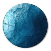 ・"Blue Paint Waves 2"・Rounded Glass Wall Art - ArtDesigna Glass Printing Wall Art