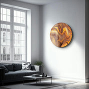 ・"Golden Dust"・Rounded Glass Wall Art - ArtDesigna Glass Printing Wall Art