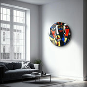 ・"African Faces Colorful 3"・Rounded Glass Wall Art - ArtDesigna Glass Printing Wall Art