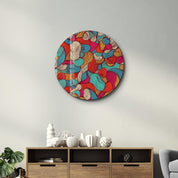 ・"Lines and Colors"・Rounded Glass Wall Art - ArtDesigna Glass Printing Wall Art