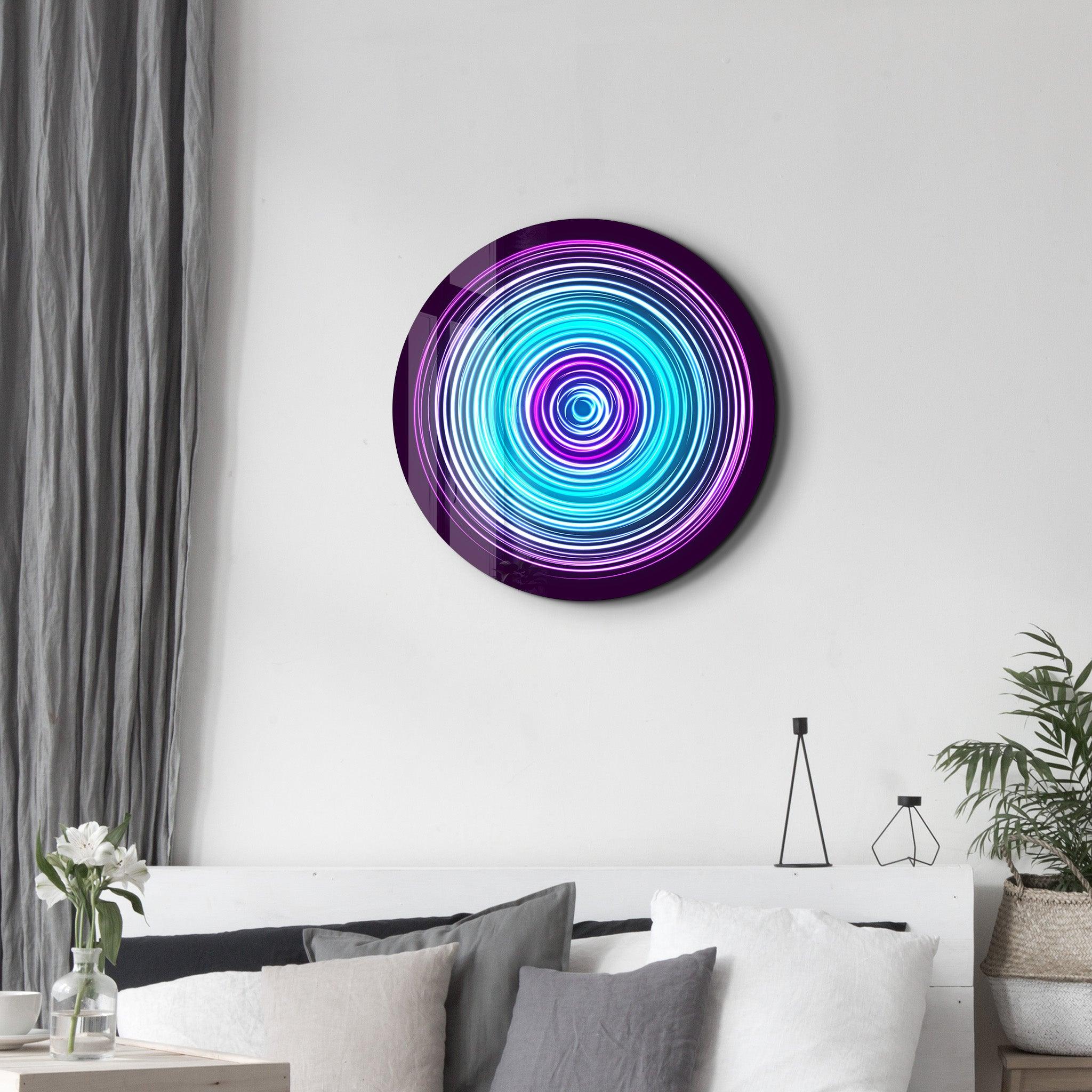 ・"Blue Swirl"・Rounded Glass Wall Art - ArtDesigna Glass Printing Wall Art