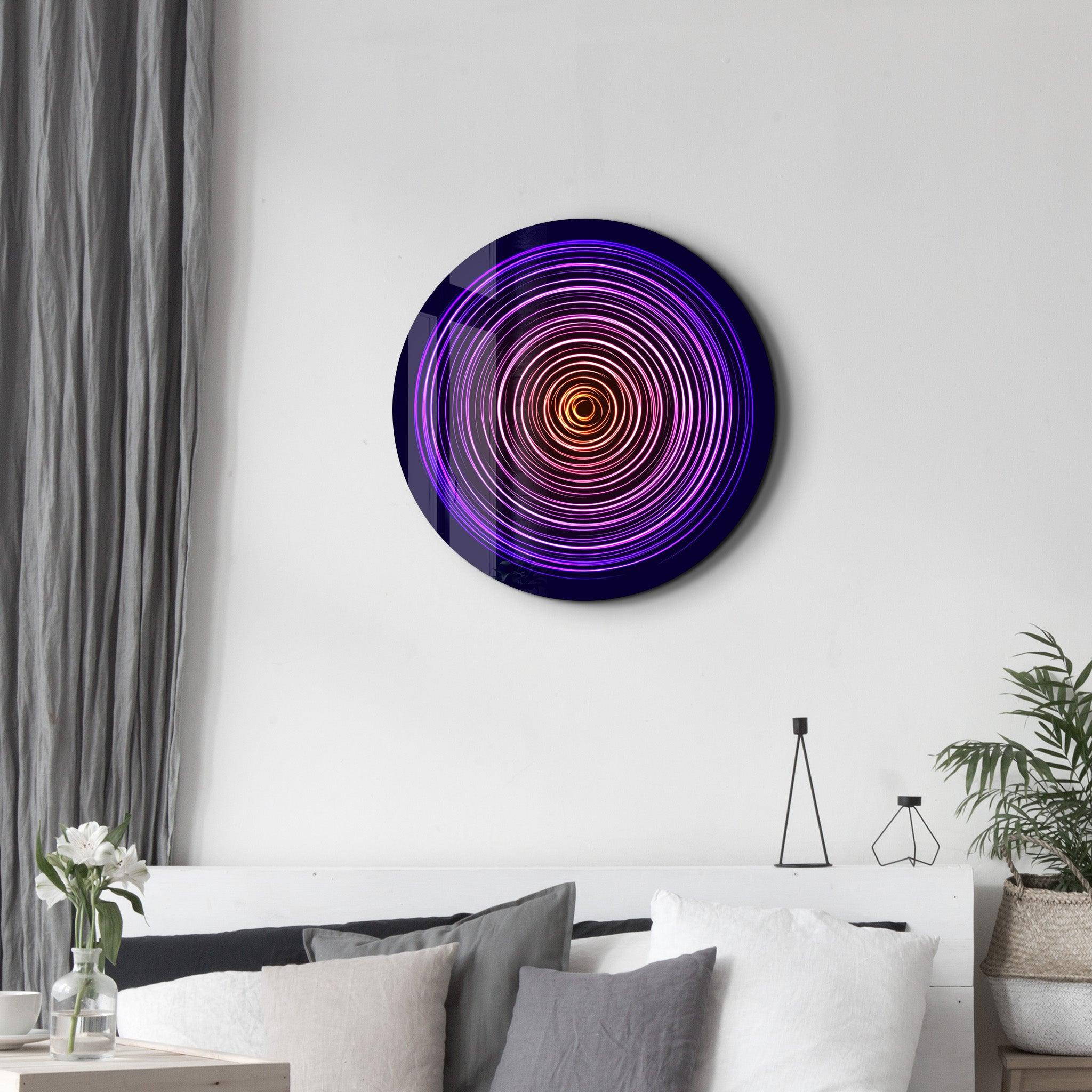 ・"Purple Swirl"・Rounded Glass Wall Art - ArtDesigna Glass Printing Wall Art