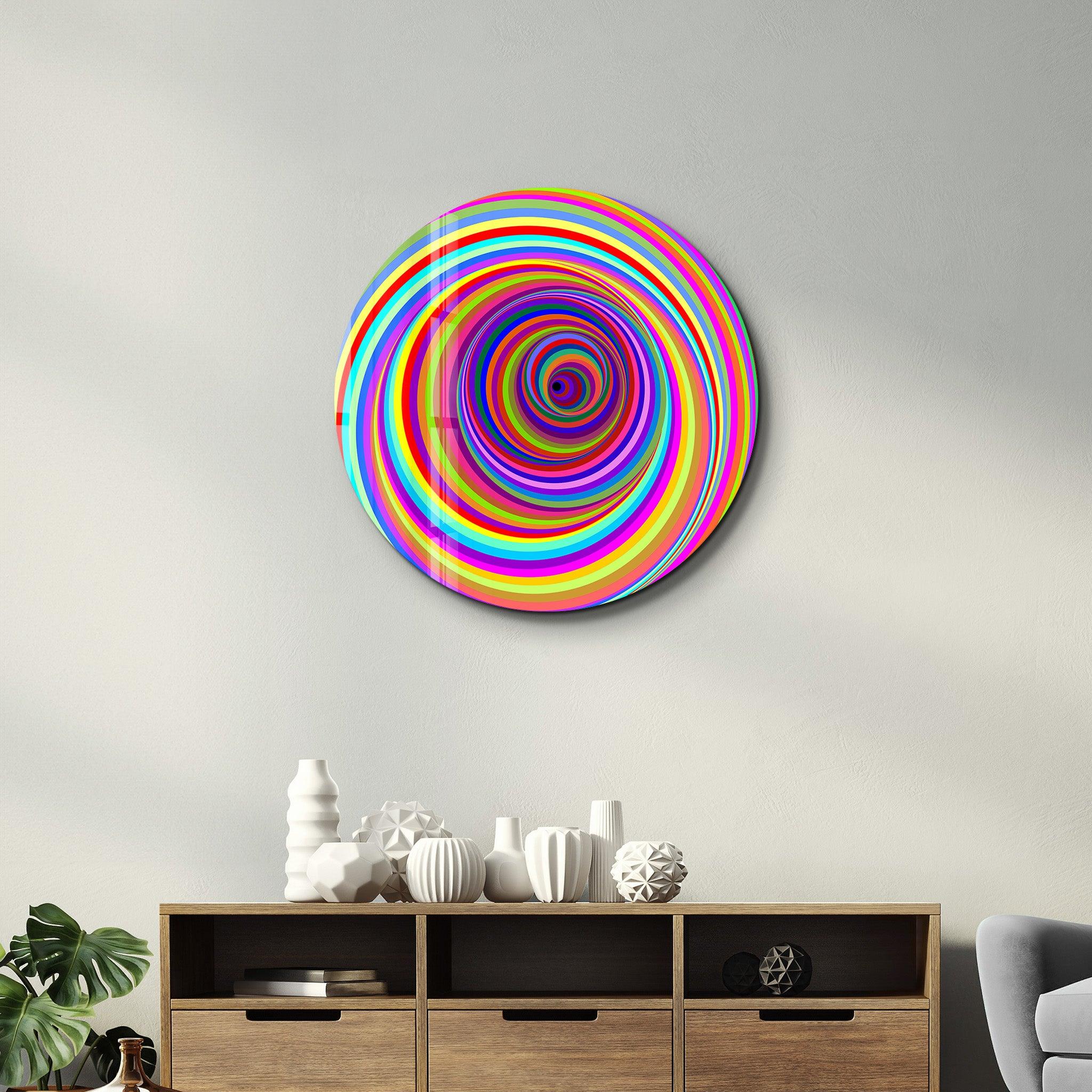 ・"Candy Swirl"・Rounded Glass Wall Art - ArtDesigna Glass Printing Wall Art