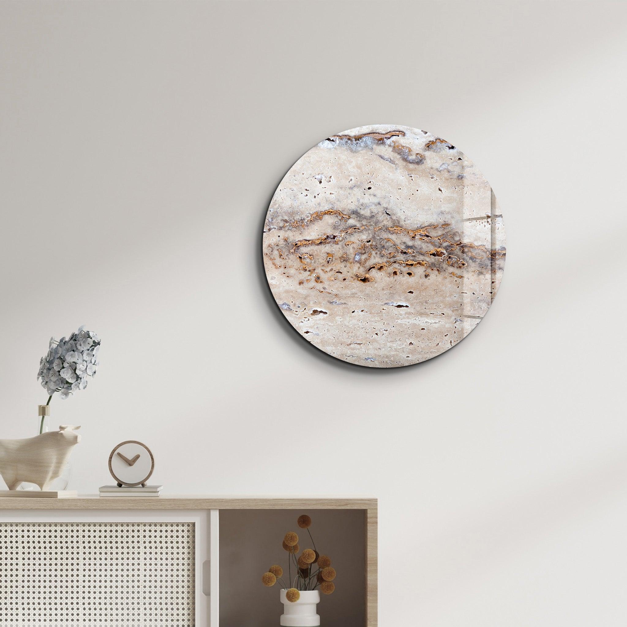 ・"Travertine - Original "・Rounded Glass Wall Art - ArtDesigna Glass Printing Wall Art