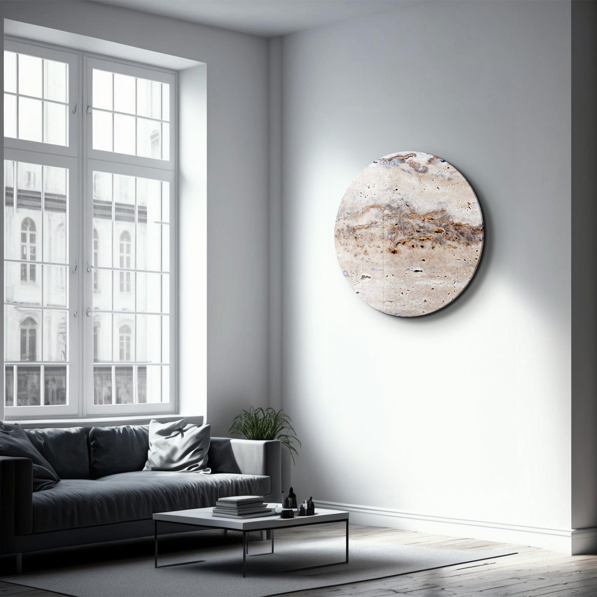 ・"Travertine - Original "・Rounded Glass Wall Art - ArtDesigna Glass Printing Wall Art