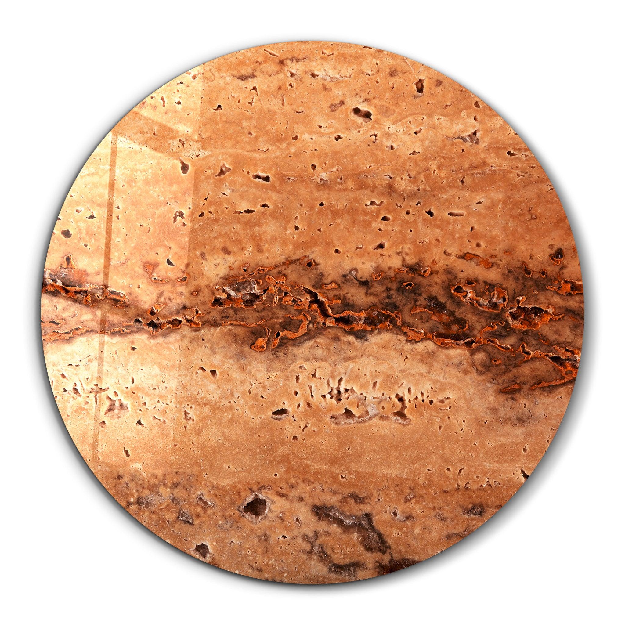 ・"Travertine Stone - Sun"・Rounded Glass Wall Art - ArtDesigna Glass Printing Wall Art