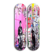 Banksy Pink Love Skateboard | Glass Wall Art