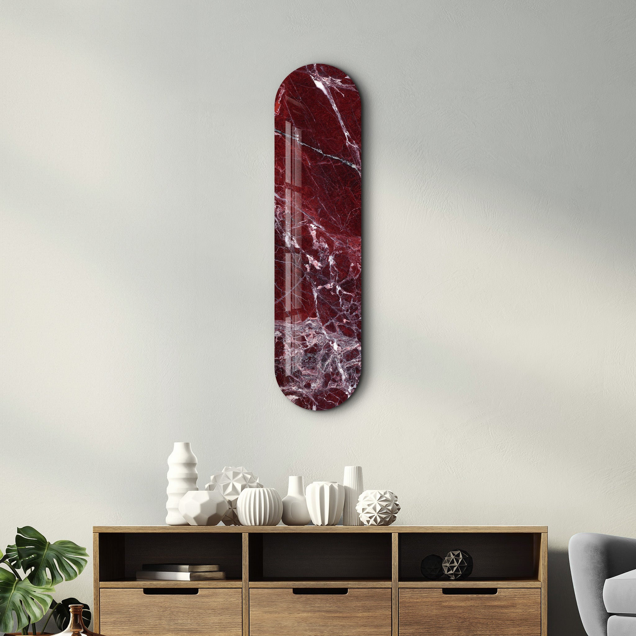 Crimson Marble 1 | Glass Wall Art