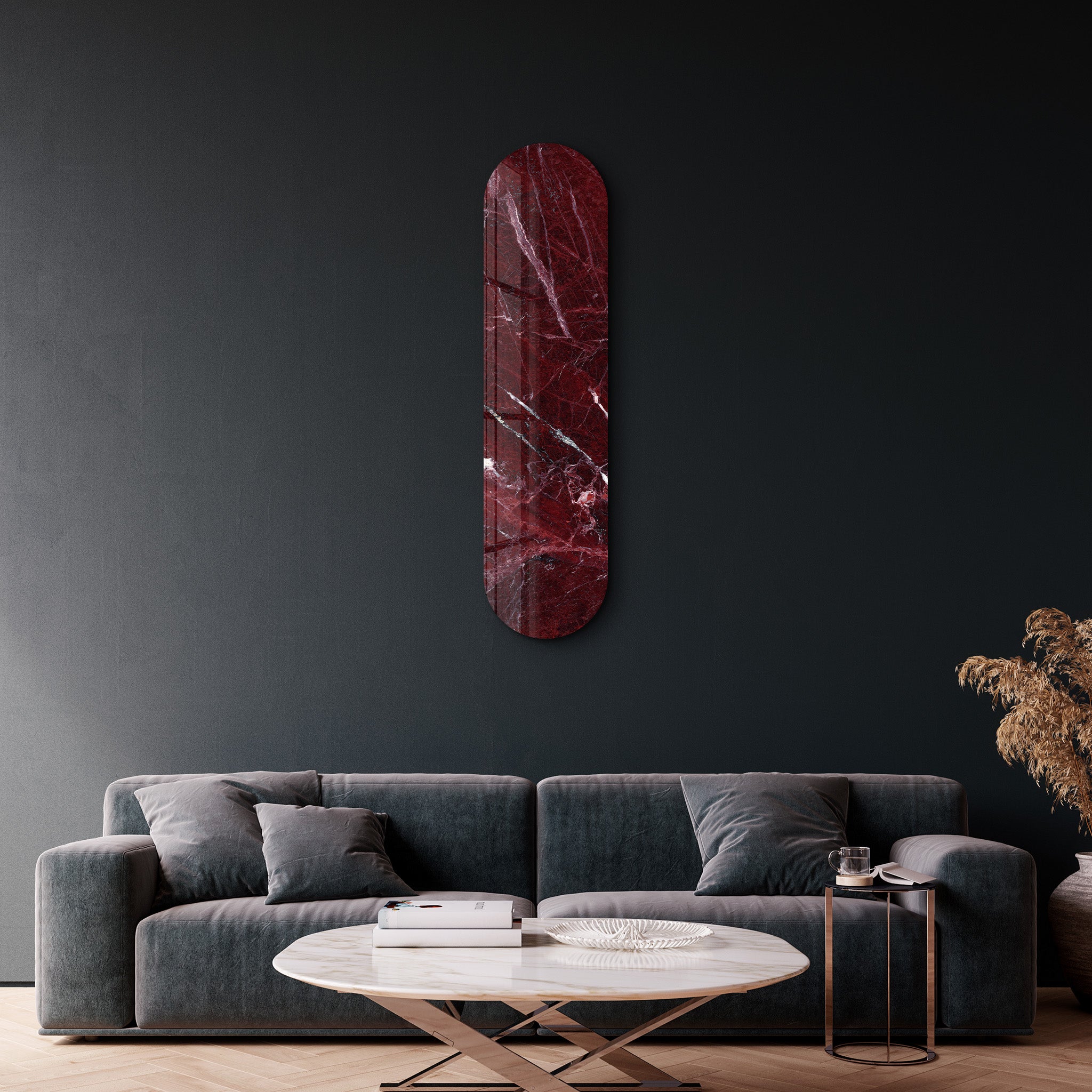 Crimson Marble 3 | Glass Wall Art