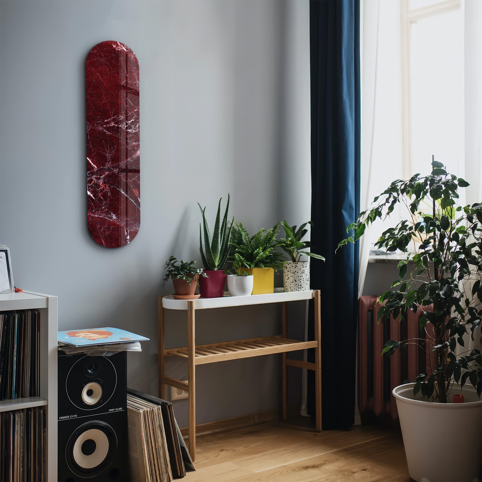 Crimson Marble 4 | Glass Wall Art