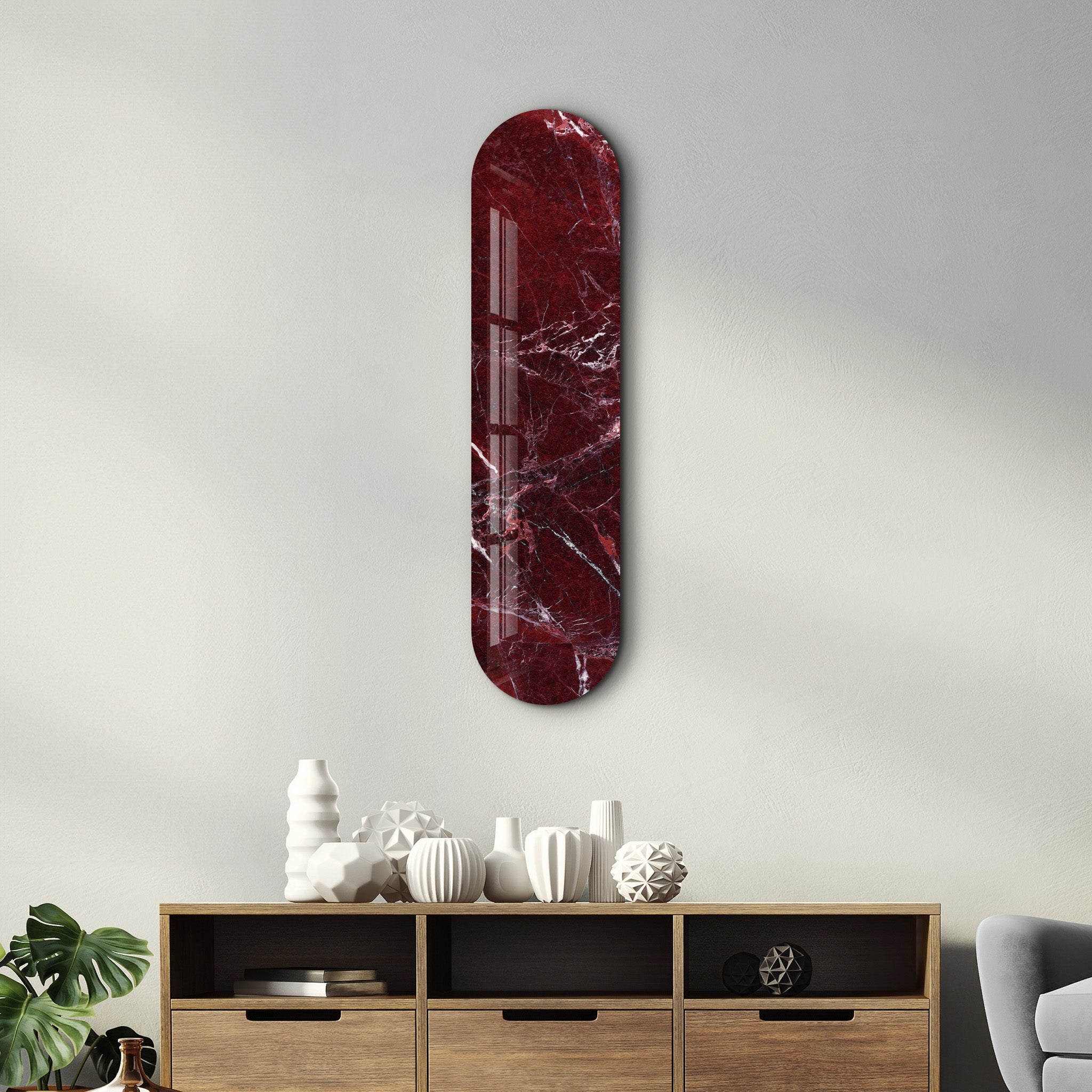 Crimson Marble 4 | Glass Wall Art