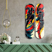 Ninja Showdown Skateboard | Glass Wall Art