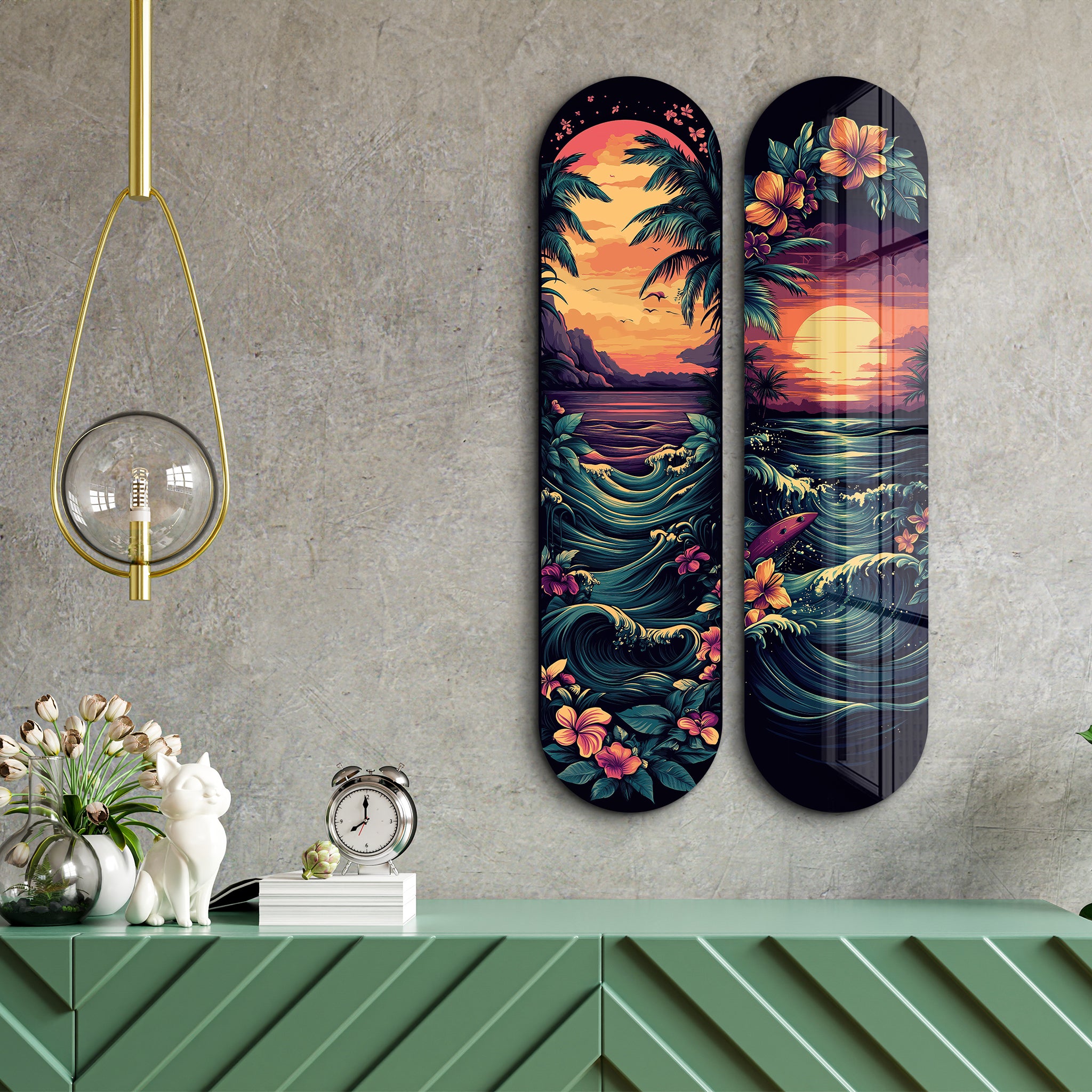 Vivid Seascape Skateboard | Glass Wall Art