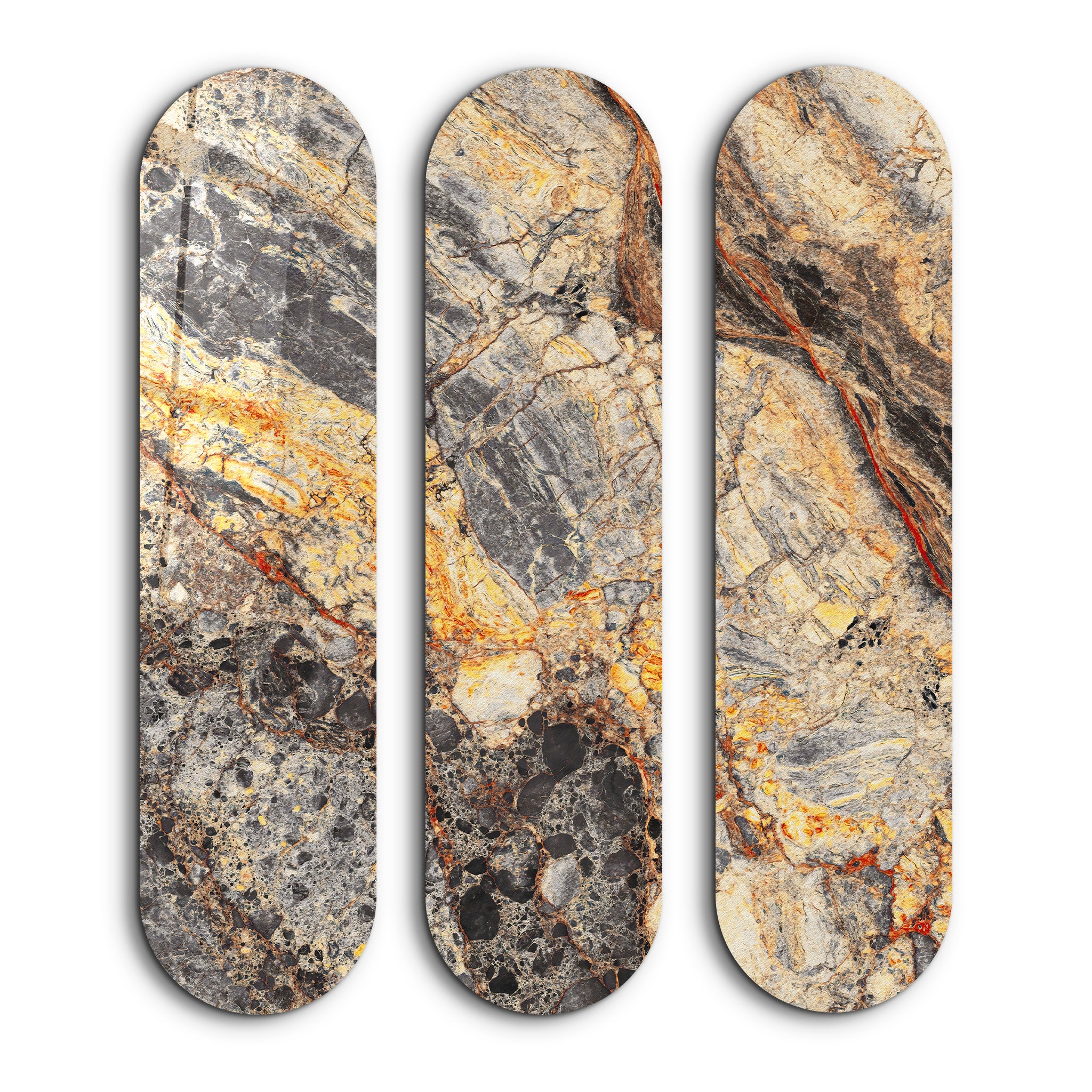 Ember Stone Trio | Glass Wall Art