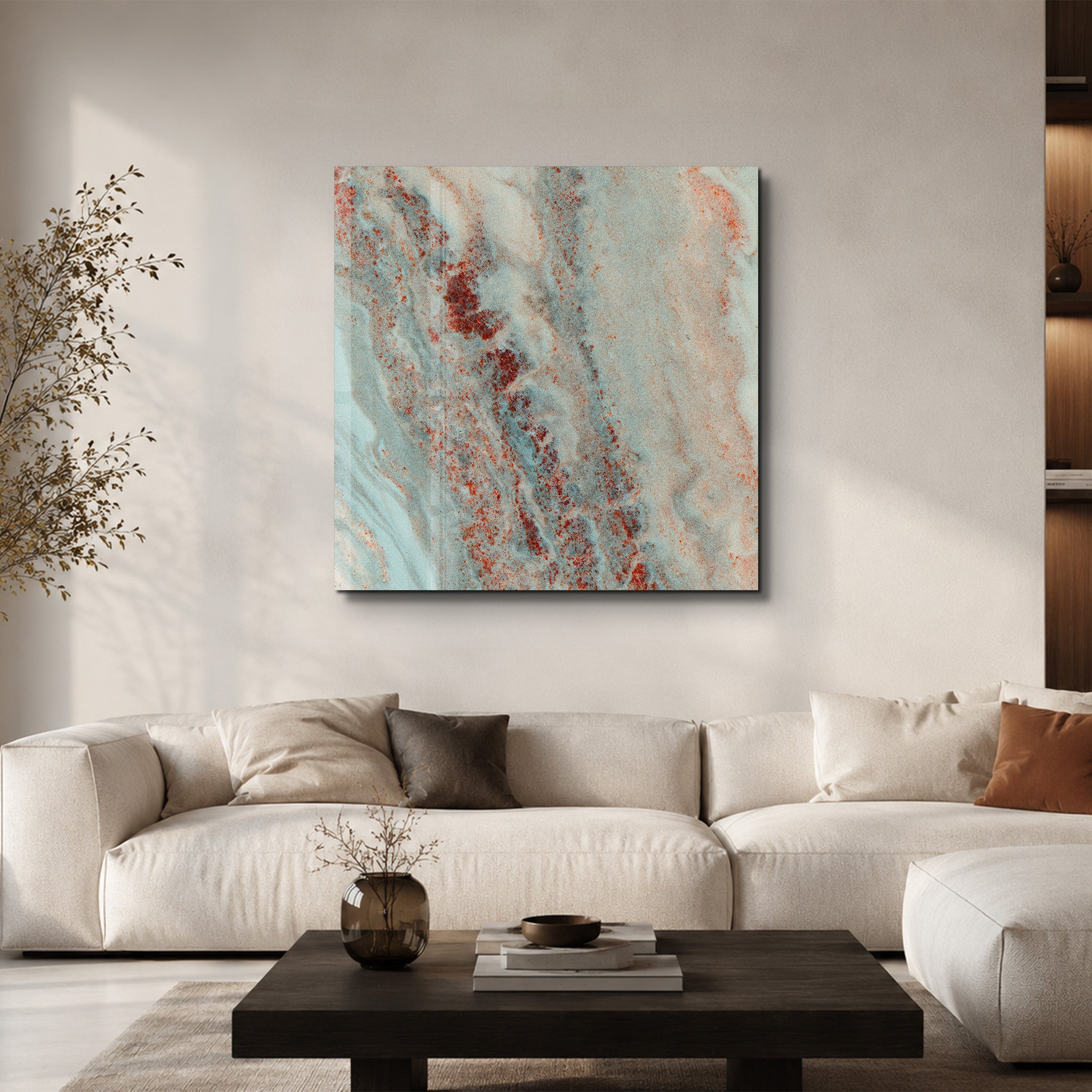 Oxidized Aqua Square Art | Glass Wall Art