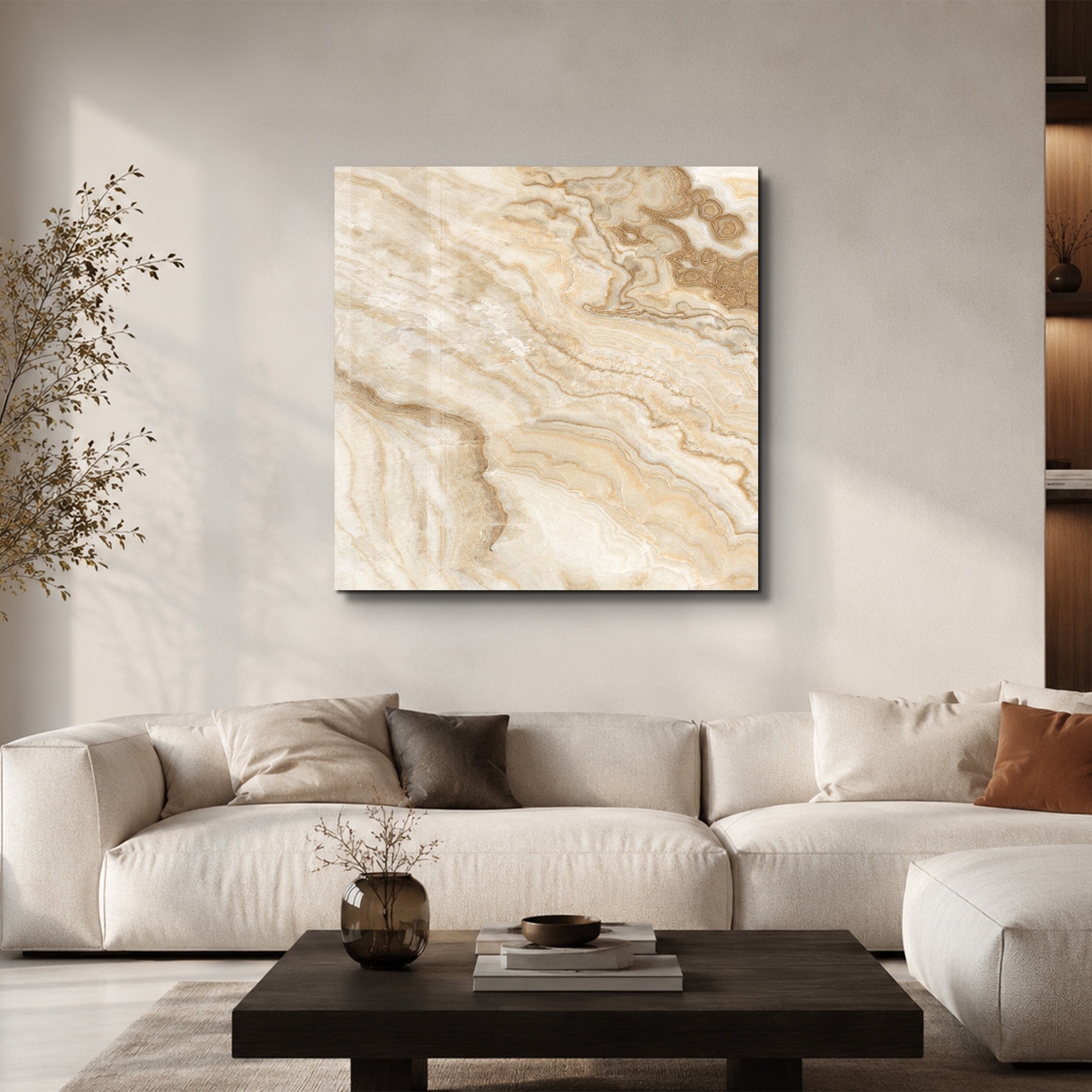 Ivory Onyx Square Art | Glass Wall Art