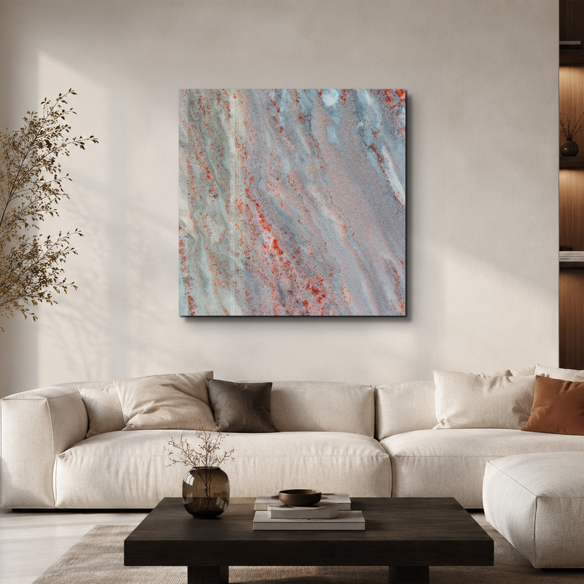 Silver Ember Square Art | Glass Wall Art