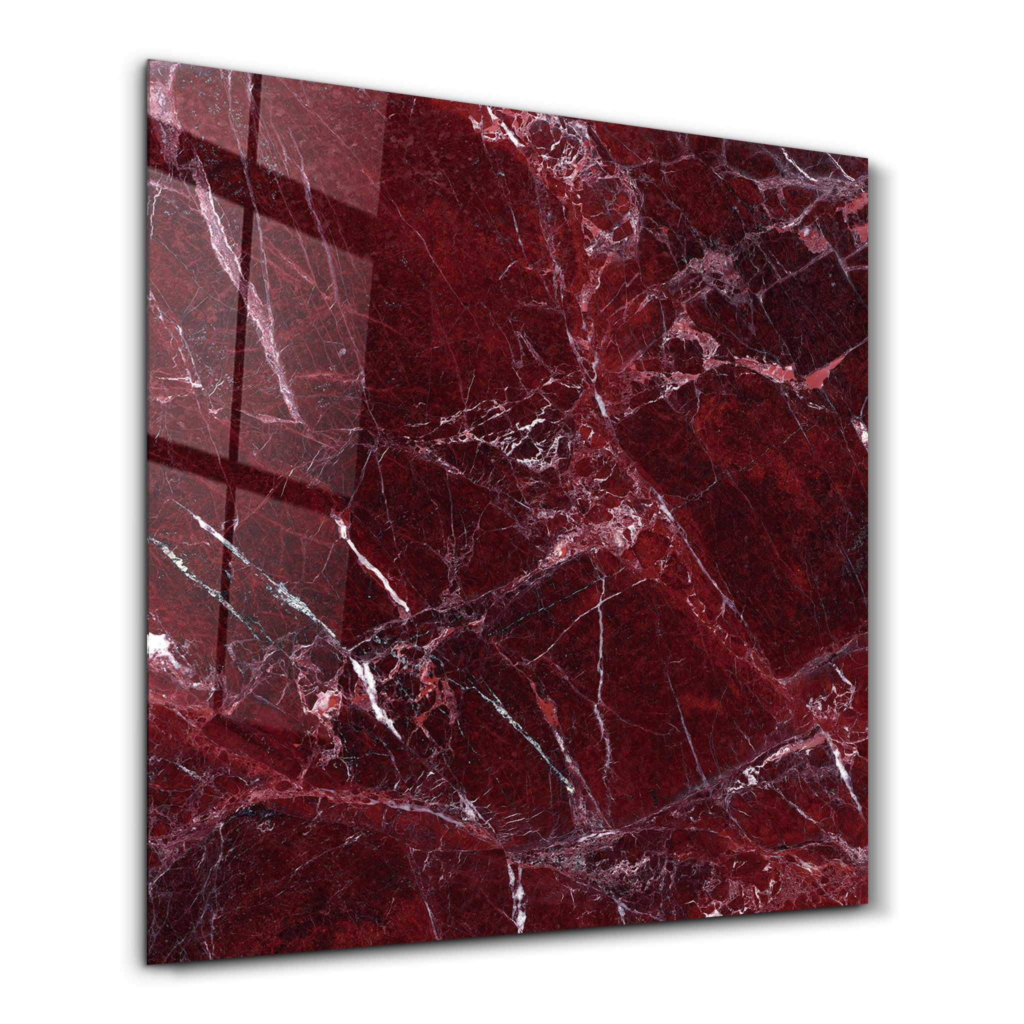 Crimson Veins 2 Square Art | Glass Wall Art