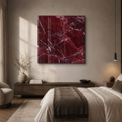 Crimson Veins 2 Square Art | Glass Wall Art