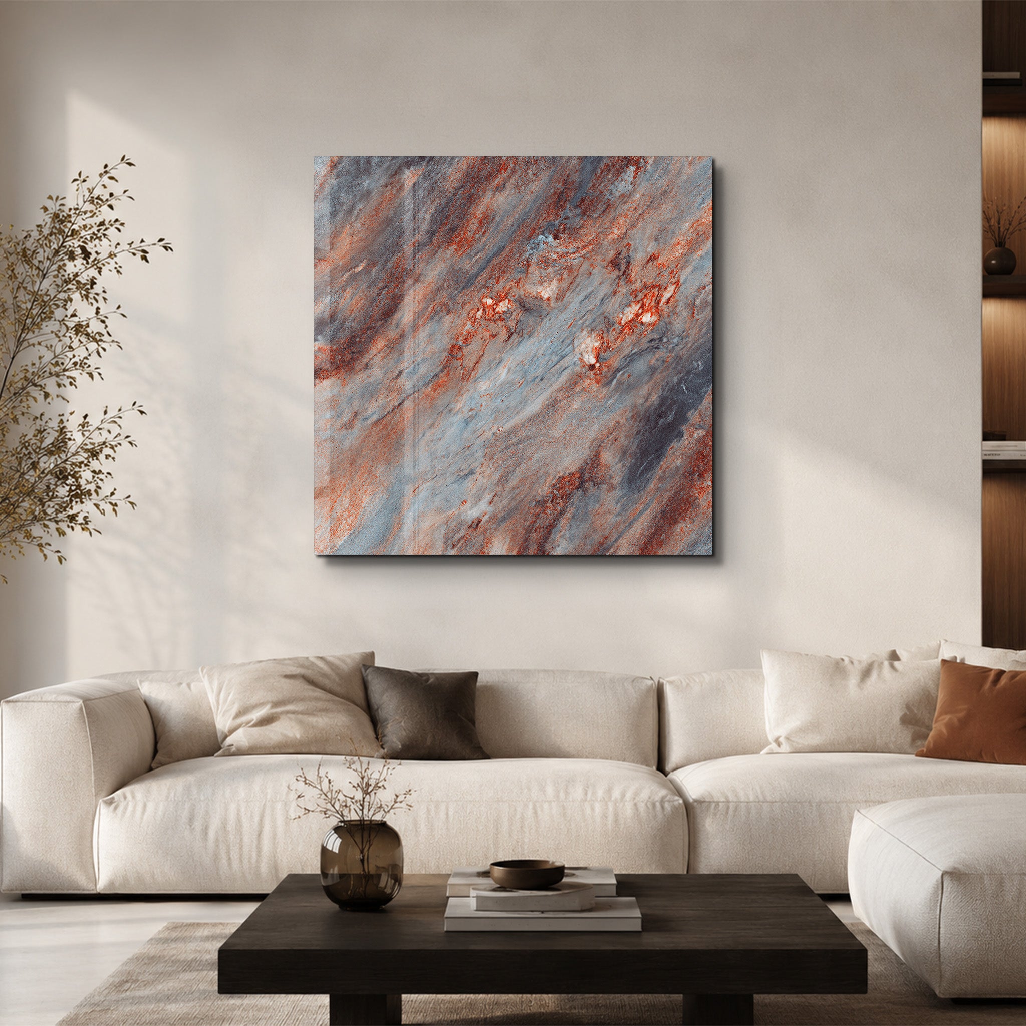 Ember Stone Square Art | Glass Wall Art