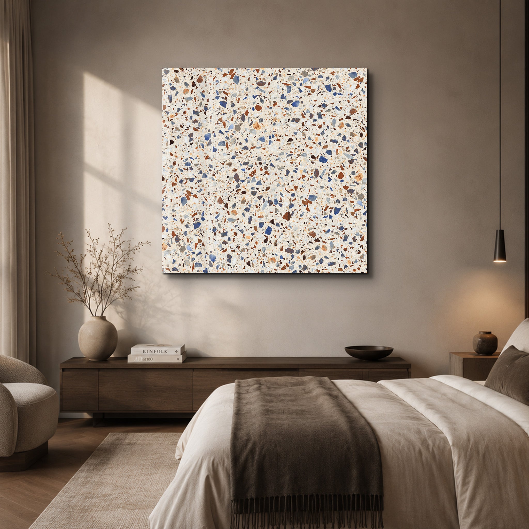 Coastal Terrazzo Square Art | Glass Wall Art