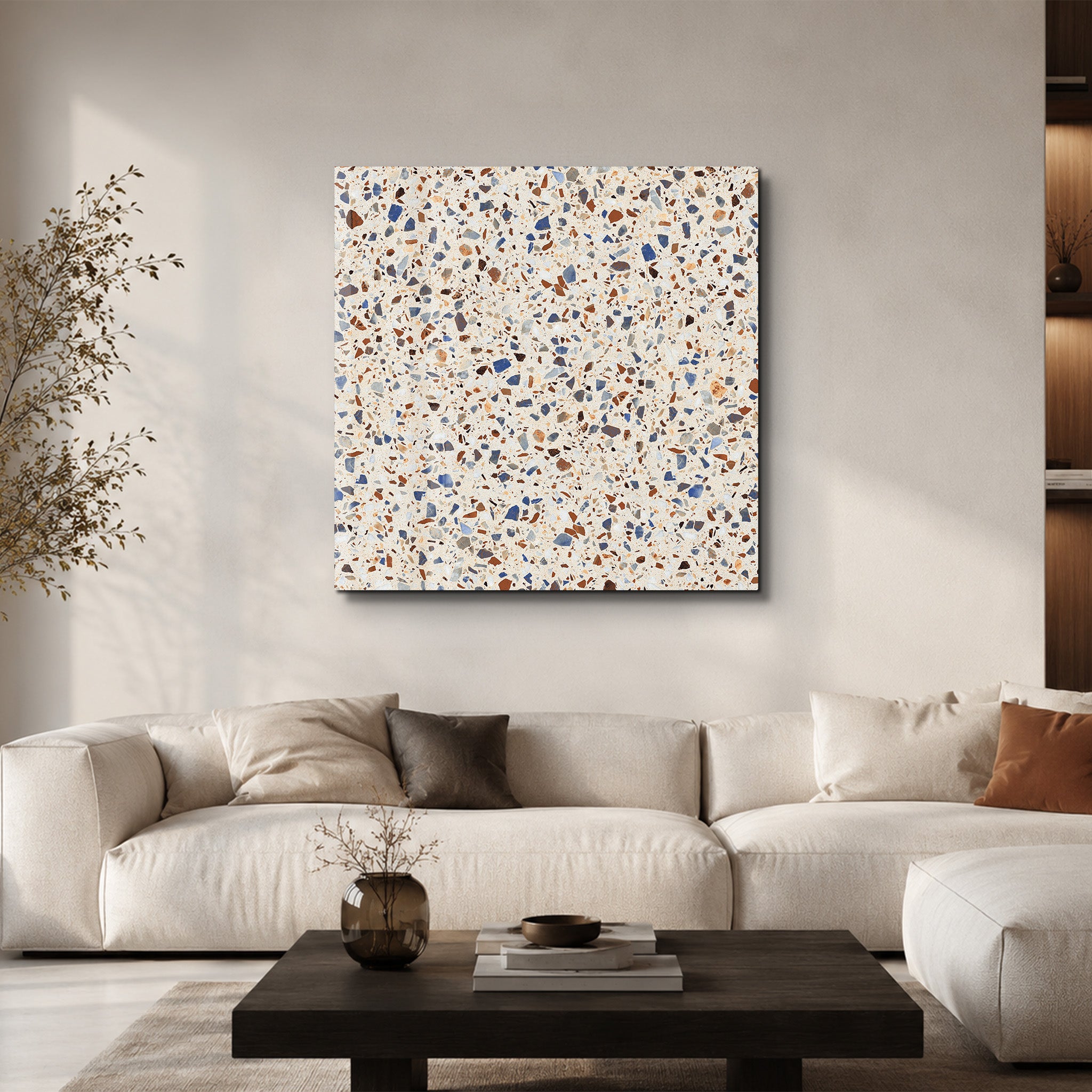 Coastal Terrazzo 2 Square Art | Glass Wall Art