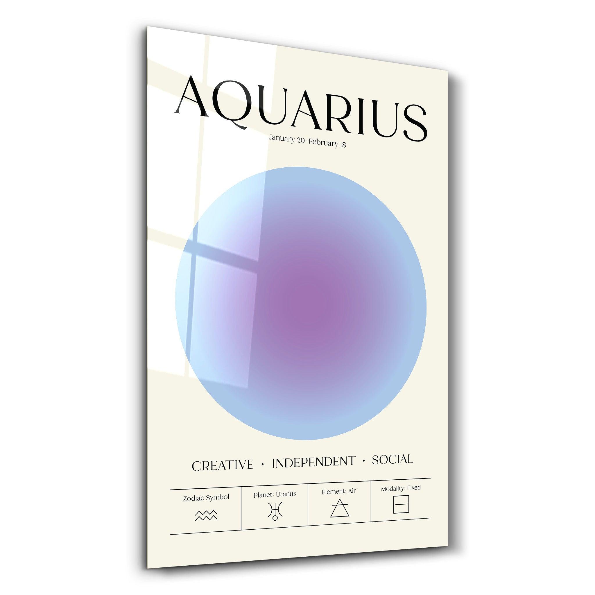 Aquarius - Aura Collection | Zodiac Glass Wall Art - Artdesigna