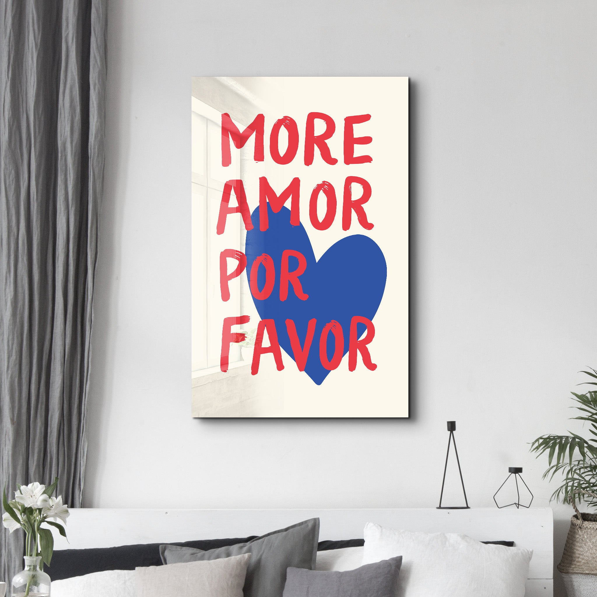 More Amor Por Favor | Glass Wall Art - Artdesigna