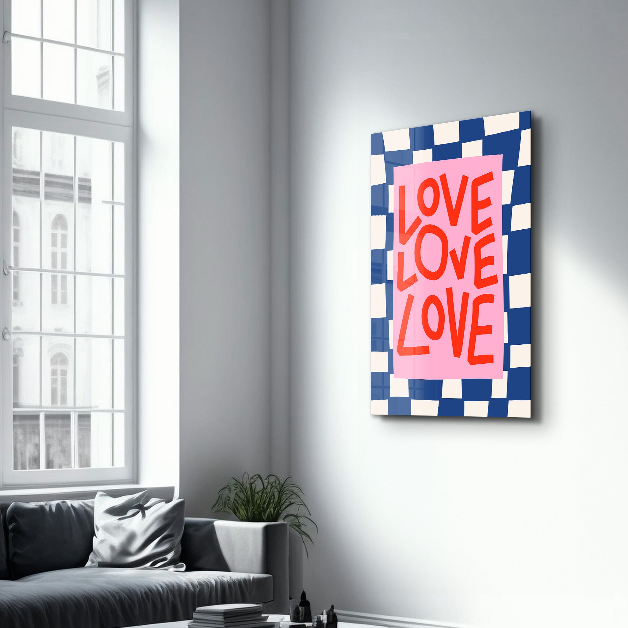 LOVE LOVE LOVE | Glass Wall Art - Artdesigna